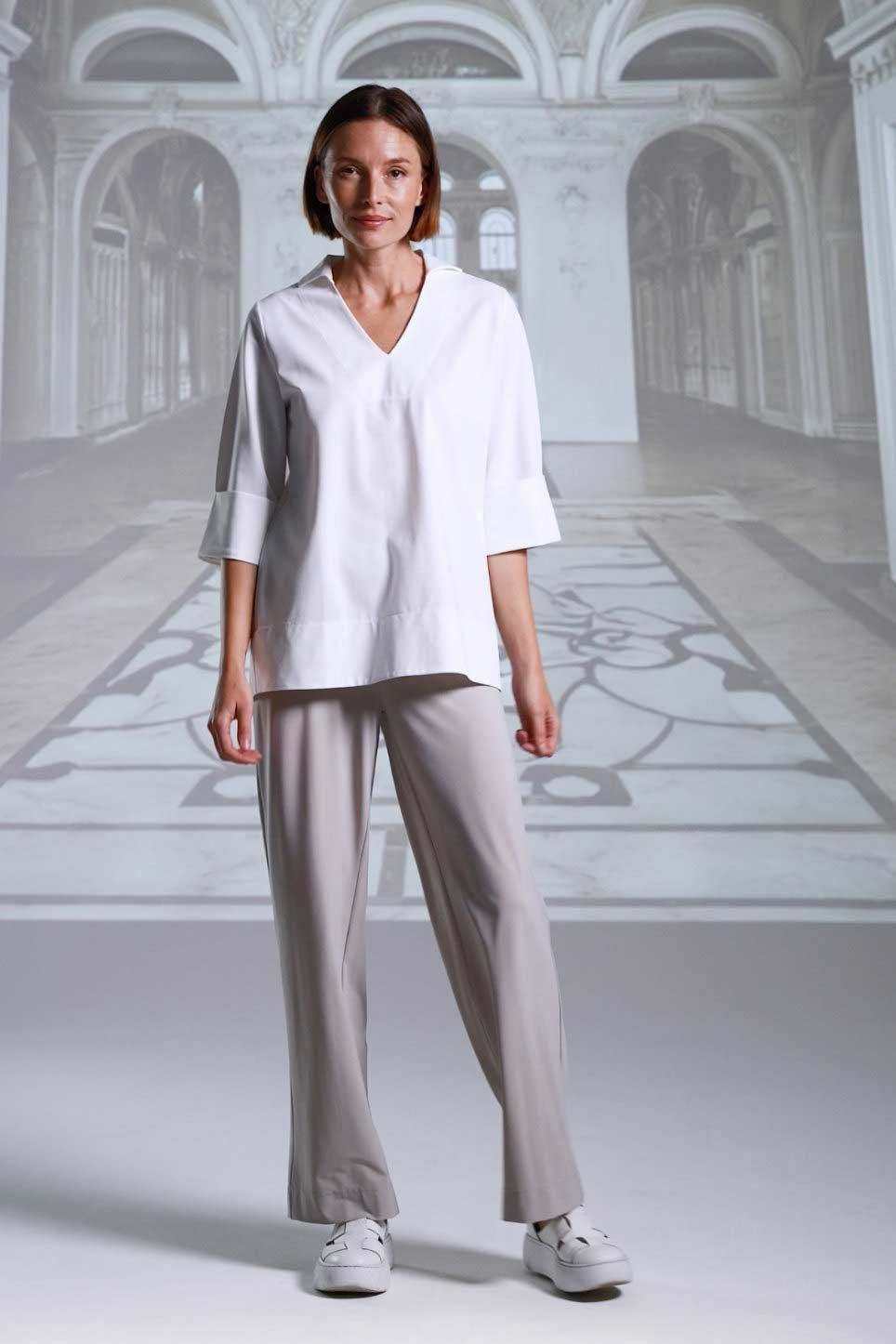 Hose 1017 weiß sabbia navy schwarz Shirt 26044 weiß sabbia navy schwarz