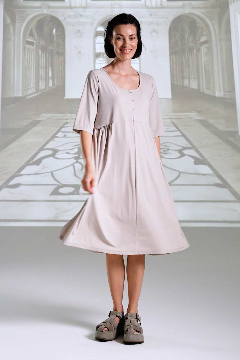 Kleid 26082 sabbia weiß navy schwarz