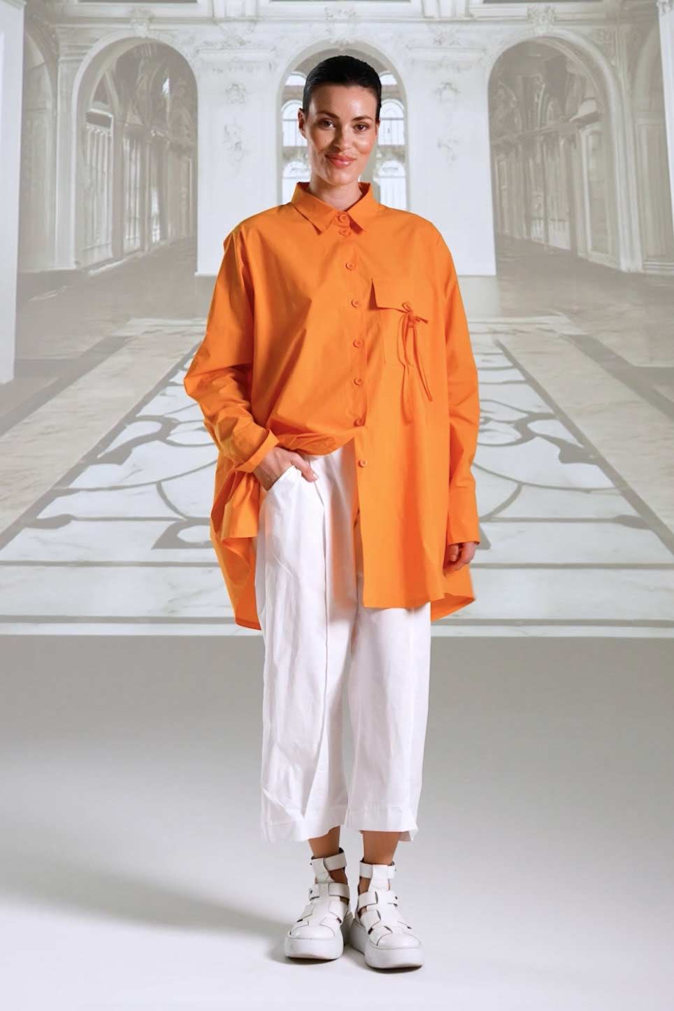 Hose 26154 weiß kurkuma schwarz Top 26156 weiß kurkuma schwarz